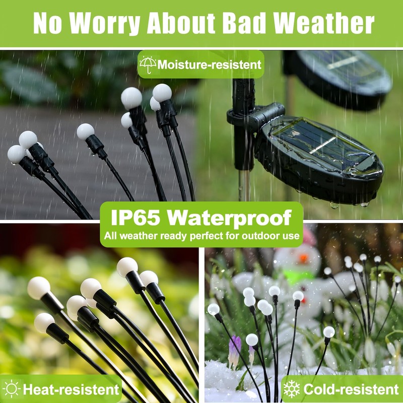 Flumy Solar Lights Outdoor Waterproof 2 Pack, Upgraded Outdoor Firefly