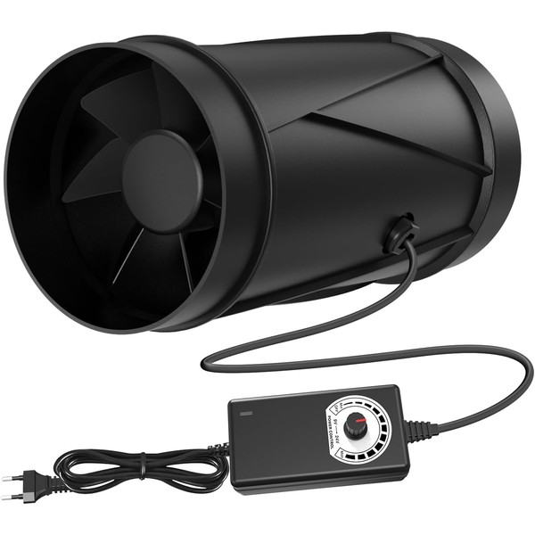 Aygrochy 100mm Rohrventilator Regelbar, EC-Motor Rohrlüfter 221m³/h, Abluftventilator für für