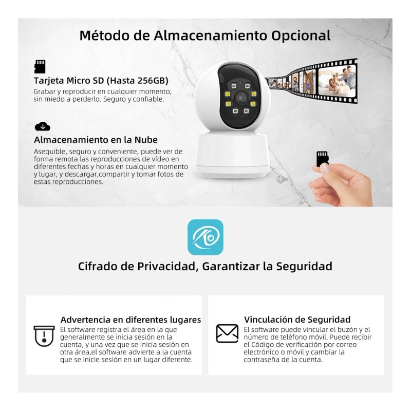 Cámara Seguridad 5mp*355°wifi Hd Led Monitoreo Llamadas Voz