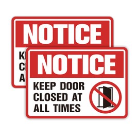 2PCS Keep Door Closed Sign，Self-Adhesive Weatherproof and Fade-Resistant Please Keep Door Closed At All Time Sign Sticker for Home, Office, Buildings, Workplace & More