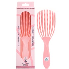 Nature Spell FlexiFlow Detangling Hair Brush, Flexible Strands for Gentle Brushing, Eliminates Knots & Reduces Breakage, Suitable for All Hair Types, Pink