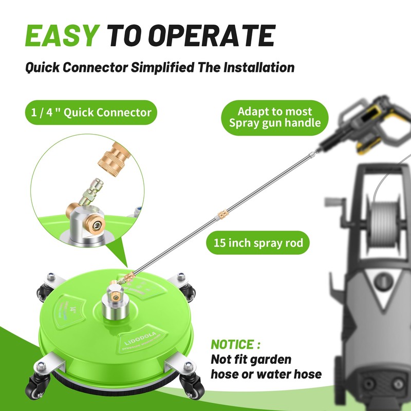 LidoDola 14'' Pressure Washer Surface Cleaner Green, Power Washer Accessory