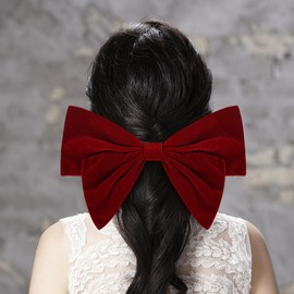 Extra Large Hair Bow Clips, 13 Inch Plus Size Red Velvet Barrette Hair Clip for Women Girls, Big Bow Hair Clips French Style Hair Accessories (XXL)