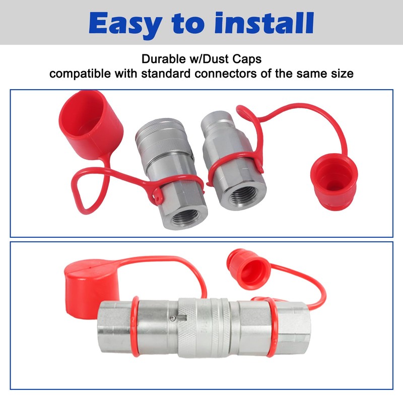 SINOCMP Flat Face Hydraulic Quick Connect Couplers/Couplings with Dust Caps
