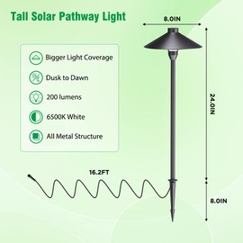 ZZE Solar Pathway Lights Outdoor with Two LED Lamps for Walkway Driveway Yard Path Garden Patio Lawn. Landscape Lighting Kit Metal Solar Powered IP65 Waterproof 6500K