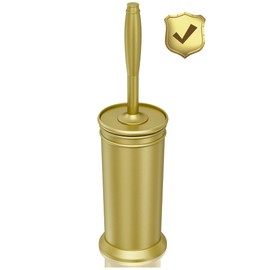 UPTRONIC - Juego de escobillas de inodoro y soporte de metal con mango extra largo, cerdas duraderas y soporte cubierto para depurador de inodoro para limpieza de baño (dorado, 1 juego)