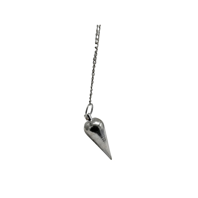 Péndulos de metal curativo para adivinación, cono de plata, acero