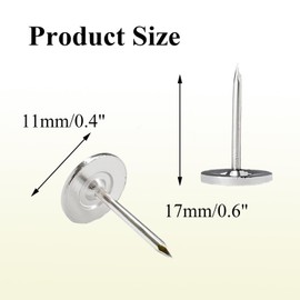 Galdexi 100pcs Flat Head Thumb Tacks for Wall, Heavy Duty Upholstery Wall Tacks, Decorative Long Push Pins for Office Home Furniture Decor Wooden Photo, Sliver