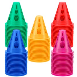 Wettarn 200 Pcs 3.35'' Mini Cones for Classroom Colored Practice Small Cones Training Soccer Cones for Kids Sports Obstacle Course Roller Skating Indoor Outdoor, 5 Colors(Cute Color,Hollow Out)