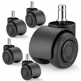 Forinluv Office Chair, Casters, Quiet, 0.4 x 0.9 inches (11 x 22 mm), Chair, Caster, 360 Degree Rotation, 2.0 inches (50 mm) Diameter, Replacement, Scratch Resistant, High Load Capacity, Replacement