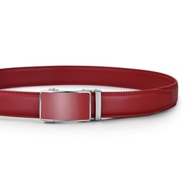 Lingli Men's Belt Ratchet Dress Belt with Automatic Buckle Brown/Black-Trim to Fit-35mm wide-120-RED-120