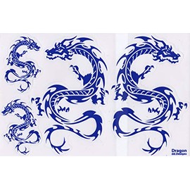 1 Sheet - Dragon Blue Vinyl Stickers Motorsport Motocross Car Scooter Tuning Sticker Film 270 mm x 180 mm Weatherproof for Model Making