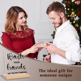 Funny Bathroom Gifts, Wash Your Hands YA' Filthy Animal Acrylic Decorative Sign for Bathroom Shelf Toilet Restroom Home Tabletop