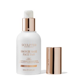 Bronze Base Self Tan Drops from Sculpted by Aimee - Fast-Drying, Fragrance Free Face Tan in 50ml Pump Bottle with Vitamin E (Medium/Dark)