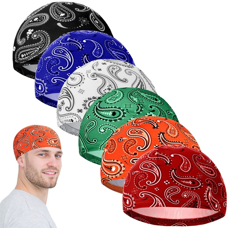 Haysandy 6 Pcs Cooling Skull Cap Motorcycle Helmet Liner Men