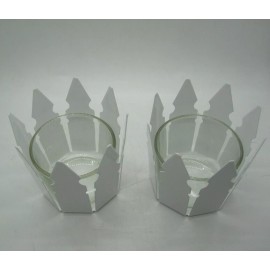 IKEA Set of 2 Ikea Candle Holders White and Clear 4 Pieces New