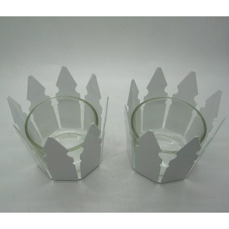 IKEA Set of 2 Ikea Candle Holders White and Clear