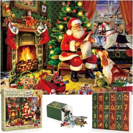 Advent Calendar 2024 Christmas Jigsaw Puzzles, Christmas Countdown Calendar for Kids Teens Adults, 24 Boxes of 1008 Pcs Puzzles Advent Calendars Christmas Gifts Toys for Kids,G7490
