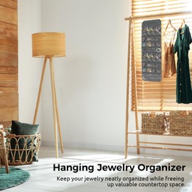 Tideme Double Sided Hanging Jewelry Organizer with 80 Pockets & Hook, PVC Wall Door Hanging Jewelry Holder for Earrings Necklaces Storage 30.7 x 16.3 Inches