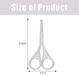 Premium Nose Hair Scissors, Curved Safety Blades with Rounded Tip for Trimming Small Details Facial Hair, Ear Hair, Eyebrow (Silver)