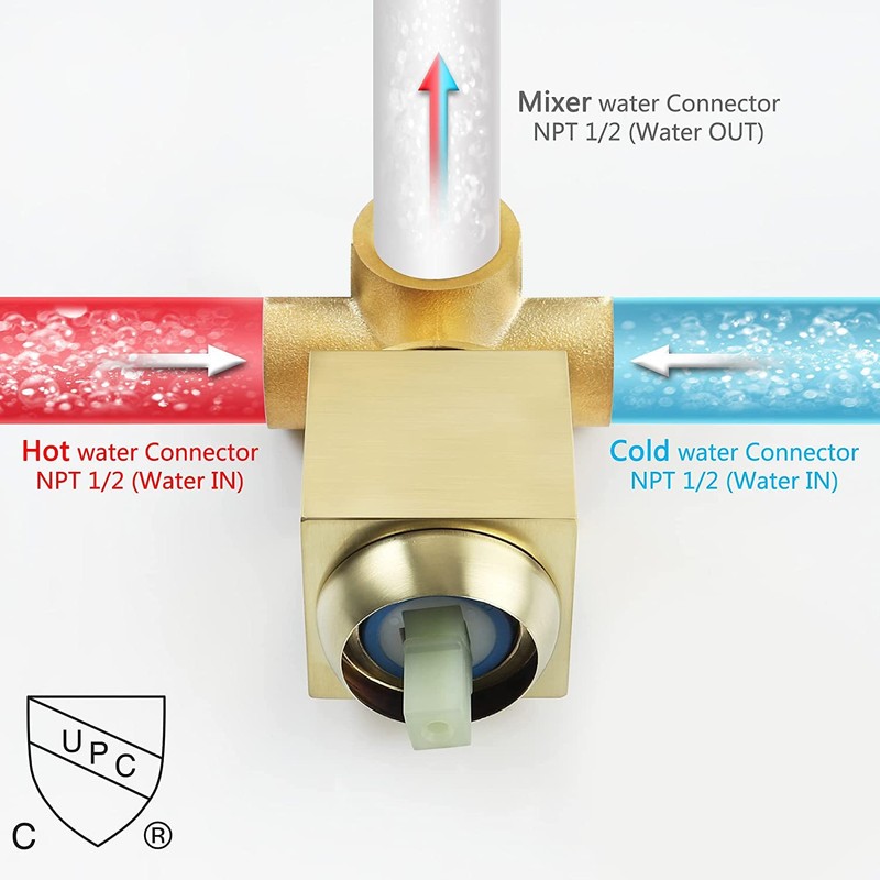 Brushed Gold Shower Faucet GGStudy Single Function Shower Trim Kit