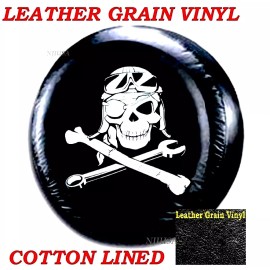 unbranded LINED VINYL SPARE TIRE COVER 29" 30" 31" LEATHER GRAIN Mechanical Pirate Skull