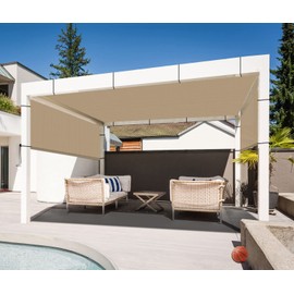 Goleray 8'x14' Pergola Canopy Replacement Shade Cover Outdoor Sun Shade Cloth with Grommets Weighted Rods, Patio Awning for Porch Backyard Gazebo Garden, Sand