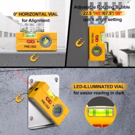 Prexiso 2-in-1 Line Laser Level - Mini Torpedo Level with Light, 3-3/4 inch Rotatable