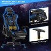 Gaming Chair Blue PU Leather 4D Armrest Manual Recliner Swivel