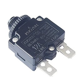 KUOYUH USA 12 Amp 88 Series Quick Connect Terminals Push-to-Reset Thermal Circuit Breaker with Transparent Waterproof Button Dust Cover (1 Pack)