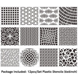 Briartw 12 Sheets Painting Template,6x6inch Plastic Stencil for Card Making,Reusable Stencil Kit for Painting On Wood, Wall, Fabric, Rock, Chalkboard, Sign, DIY Art Projects