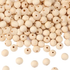 SANNIX Pack of 160 20 mm Wooden Beads for Threading, Round Wooden Beads, Natural Wooden Balls with Hole Macrame for DIY Christmas Handmade Decorations Jewellery Making