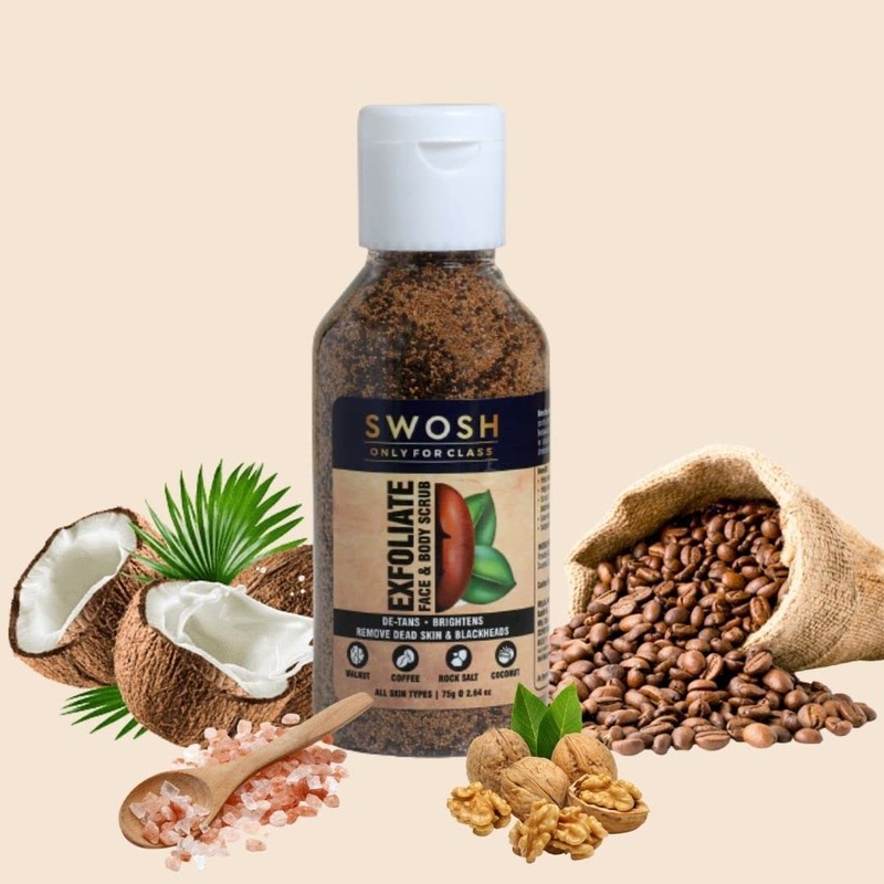 SWOSH Exfoliate Scrub 75g For Face & Body With Coffee