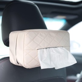 SENYAZON Car Standard Tissue Holder, 120 Tissues Box Cover for Car, Car Backseat Extra Large Tissue Organization fit for 120 Tissues per Box on Daily Use (Beige)