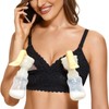 MOMANDA Women's Pumping Bra Hands Free Cute Lace Support Nursing Bras for Maternity Breast Black 40DD
