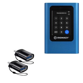 BoxWave Cable Compatible with Kingston IronKey Vault Privacy 80 - USB-C to A PortChanger (2-Pack), USB Type-C OTG USB Portable Keychain - Slate Black