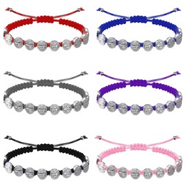 MESARCH 6 Pieces Religious Protection Bracelet Catholic Virgen De Guadalupe San Benito Jesus Cross Bracelet Adjustable Handmade Braided Nylon Rope Friendship Bracelet for Women Men, Large, Nylon, zinc