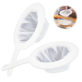 2 PCS Küchensieb Kunststoff (120/200 Mesh), Extra feines Sieb Küche mit Griff, Wiederverwendbares Kefir Sieb aus Nylon für Joghurt, Saft, Honig, Feinsieb Kunststoff Weiß