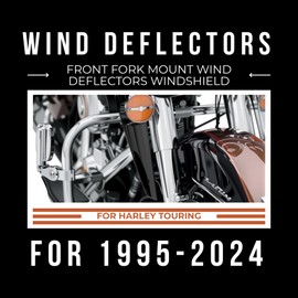 AC-MTORC Front Fork Mount Wind Deflectors Windshield for Harley Touring Road King Street Glide Electra Glide FLHT FLHR FLHX 1995-2024 (Black)