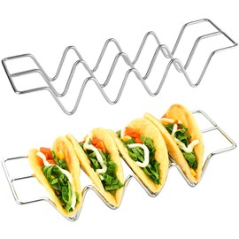 DMZK Taco Holder Stand, Set of 2 Stainless Steel Taco Tray, Stylish Taco Shell Holders Taco Shell Mold Can Hold 3 or 4 Tacos, for Restaurant, Picnic