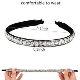 Non-slip White Rhinestone Headband Glitter Sparkling Crystal Diamond Headband Bling Hair Hoops Wedding Birthday Holiday Hair Hoops Accessories for Women