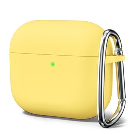 Oakxco for Airpods 3 Case Silicone, Cute Girly Hard Shell Airpods 3rd Generation Case with Keychain, Colorful Rubber Gel Soft TPU Plastic Trendy Aesthetic Airpods Cover for Women Men, Yellow