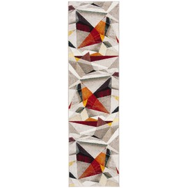 SAFAVIEH Porcello Collection Runner Rug - 2'3" x 20', Light Grey & Orange, Modern Abstract Design, Non-Shedding & Easy Care, Ideal for High Traffic Areas in Living Room, Bedroom (PRL6940F)