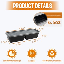OBXMLFY Disposable Food Storage Containers with Lids Meal Prep 2-Compartment To Go Take Out Plastic Black, Sturdy Leakproof Food Safe, Microwave Freezer Dishwasher Safe (10, 2 compartment)
