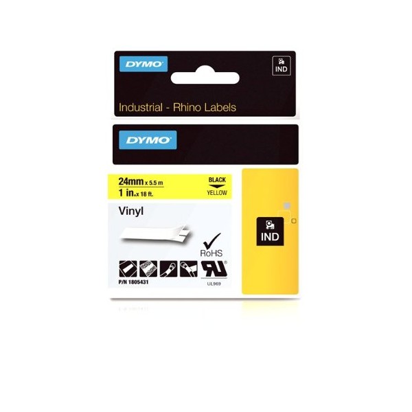DYMO Industrial Labels for DYMO Industrial Rhino Label Makers, Black