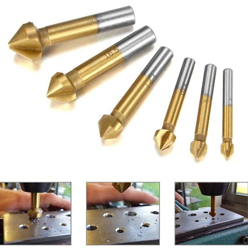 KEWAYO 3 Flute 90 Degree HSS Chamfering Tool Bit Countersink