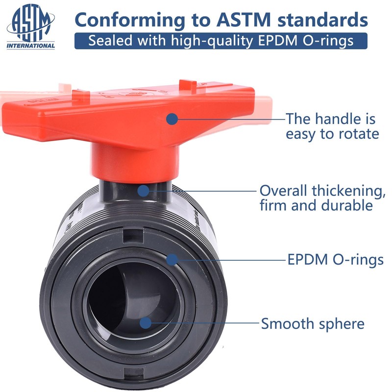 AIPOR 2" UPVC Union Ball Valve, Pool True Union Full