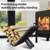 Firewood Rack Indoor Outdoor, Portable Wood Rack, Black Steel Fireplace