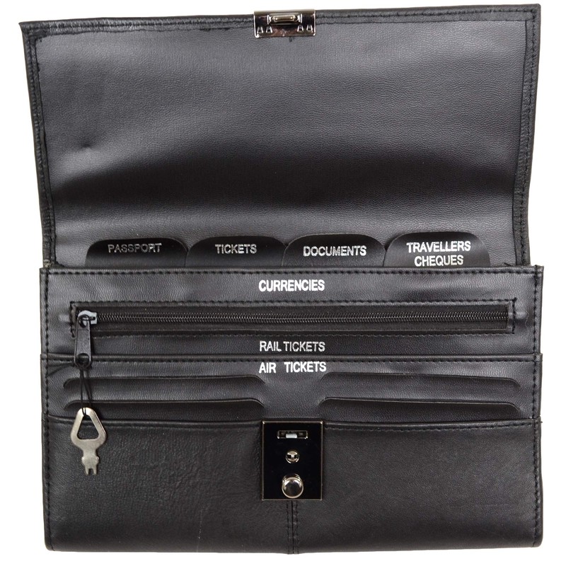 Quality Soft Leather Travel Passport Organiser Wallet (Black)