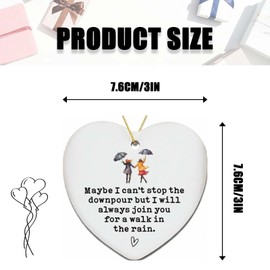 Heart Shape Ceramic Thank You Gifts, Keepsake Gifts for Women Friends, Best Friend Ornament, for Women Bestie Hard Times Sympathy Gift Support Friendship Keepsake Gifts for Birthday(White)